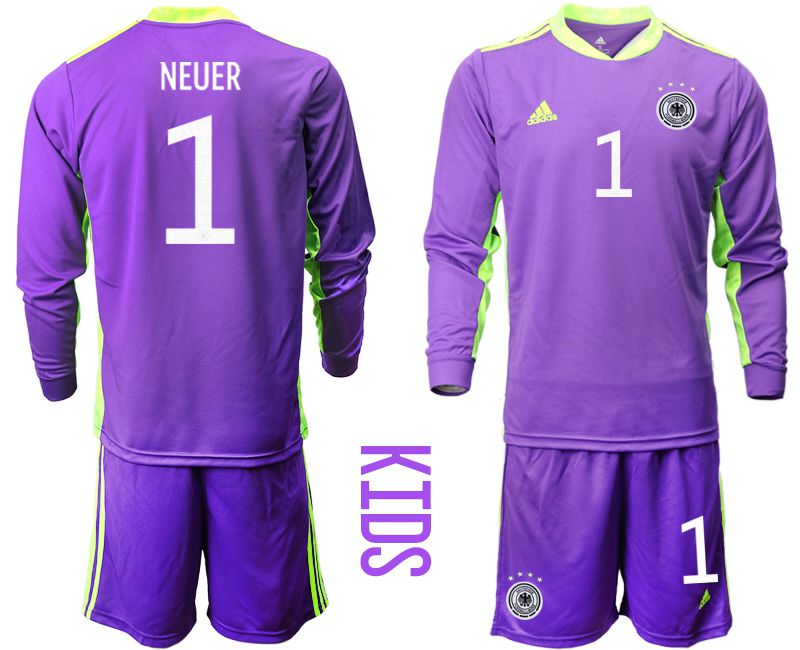 Youth 2021 World Cup National Germany purple long sleeved Goalkeeper #1 Soccer Jerseys->germany jersey->Soccer Country Jersey